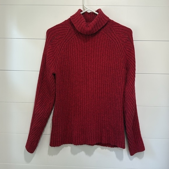 Sundance Red Turtleneck Pullover Sweater Size Small Cable Knit Silk Blend - Picture 4 of 5